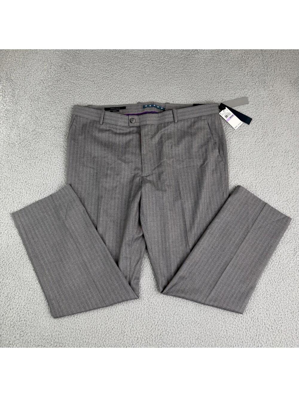 Perry Ellis Portfolio Striped Slate Verry Berry Dress Pants Men's 38x30